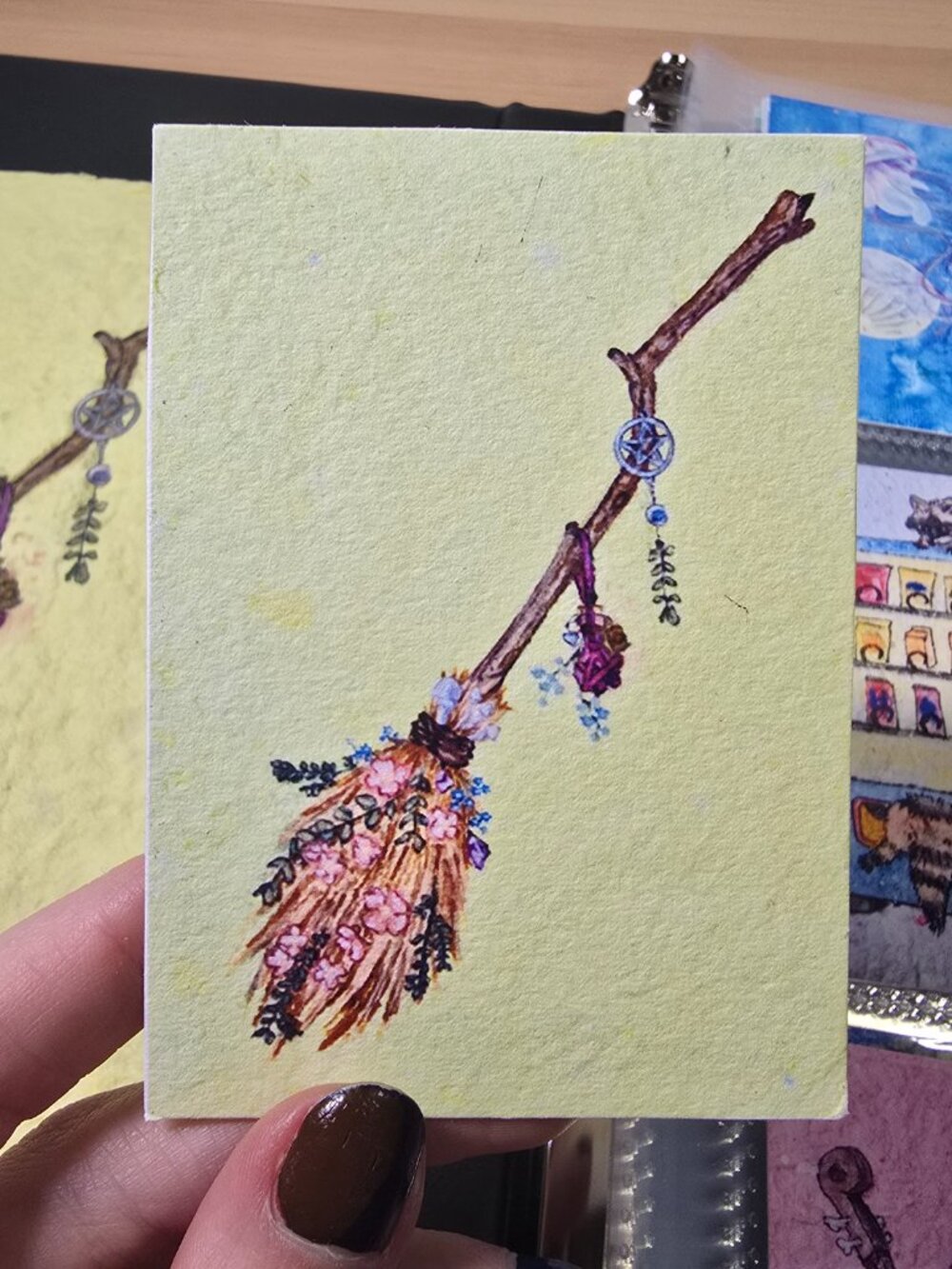 Witch's Broom Mini Art 🧹🧙‍♀️ Fun Magic Fantasy Print (Signed)